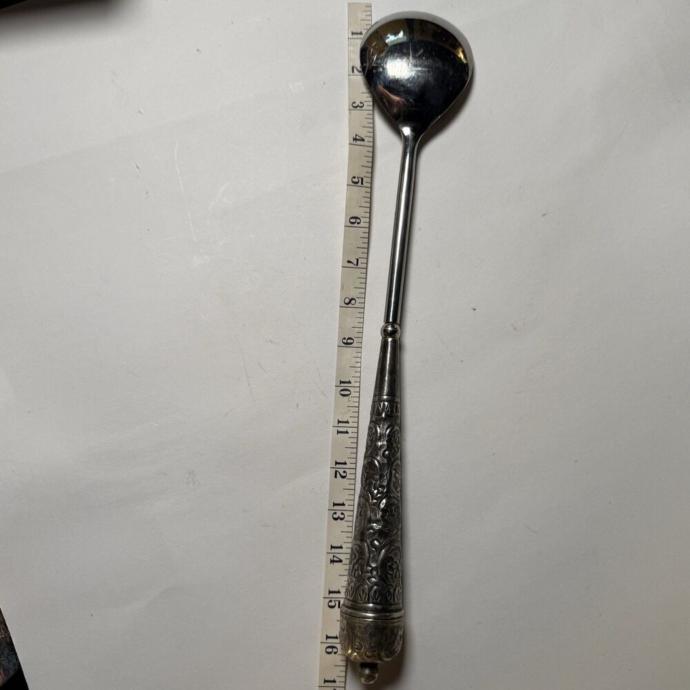 Vintage Mid-Century Indian Silver-Plated Punch Ladle